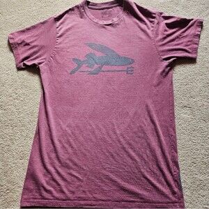 Patagonia distressed short sleeve t shirt mens medium, maroon fish and s…